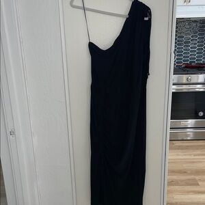Steve Madden Black One-Shoulder Ruched Dress | XL